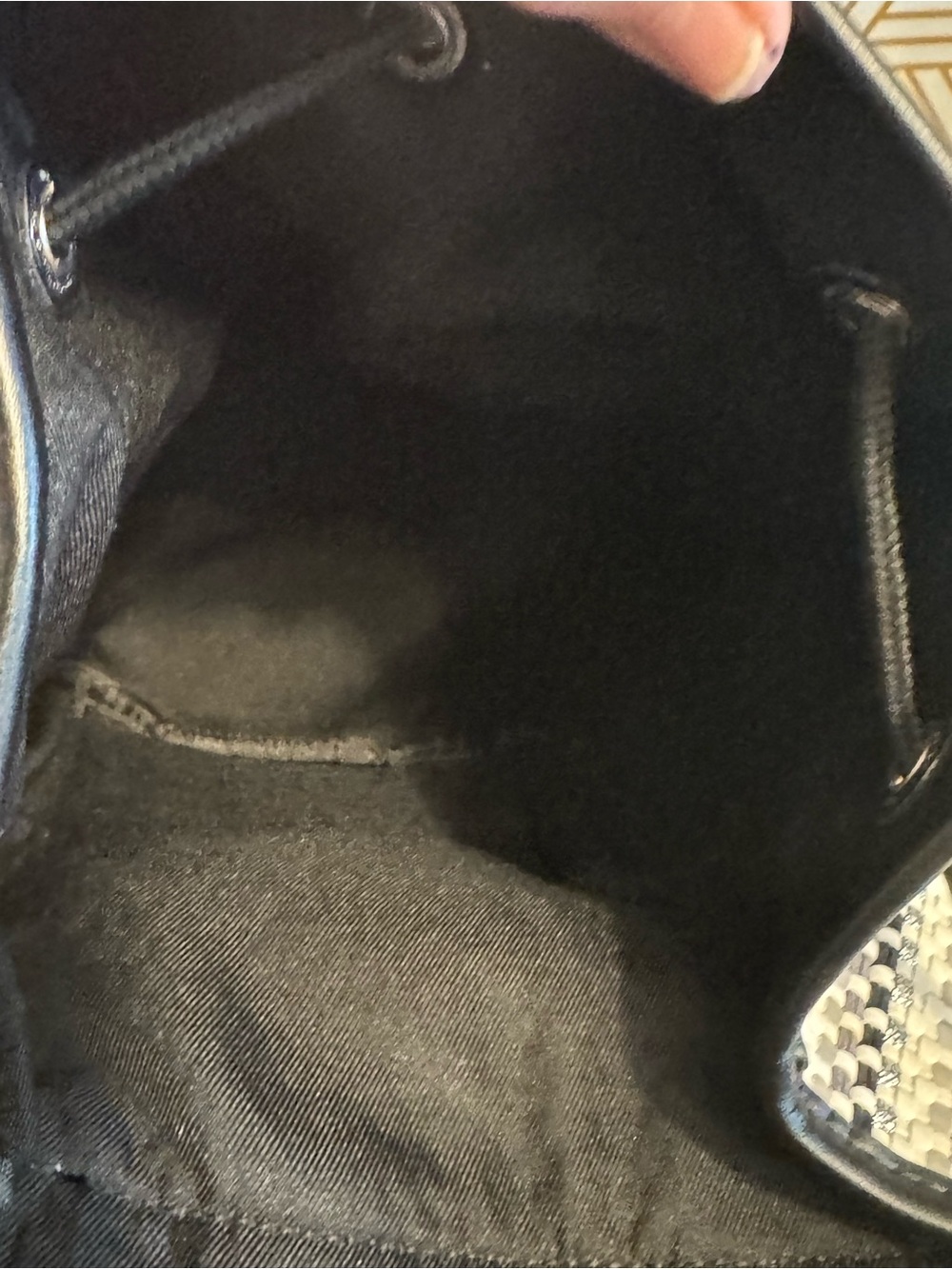 NWOT Ted Baker Allizza Black & Cream w/metallic silver woven Stripe Backpack - Picture 8 of 8